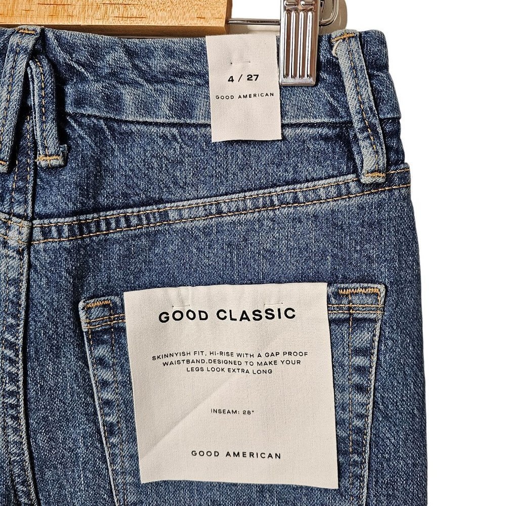 Good American Good Classic Raw Hem Medium Wash Women's 4/27 - Picture 11 of 14